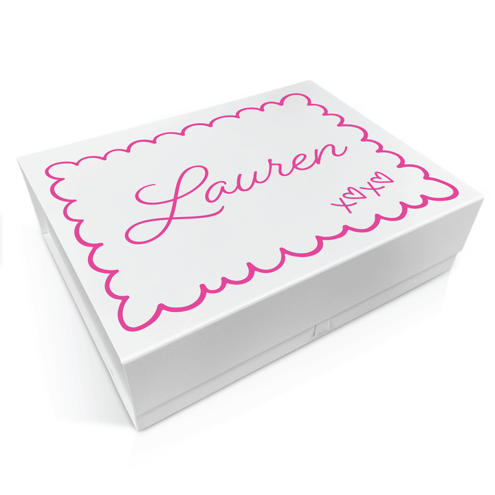 Personalised Bridesmaid Proposal Box - Scallop Design - Custom Name & Message - 4 Colours, 4 Sizes