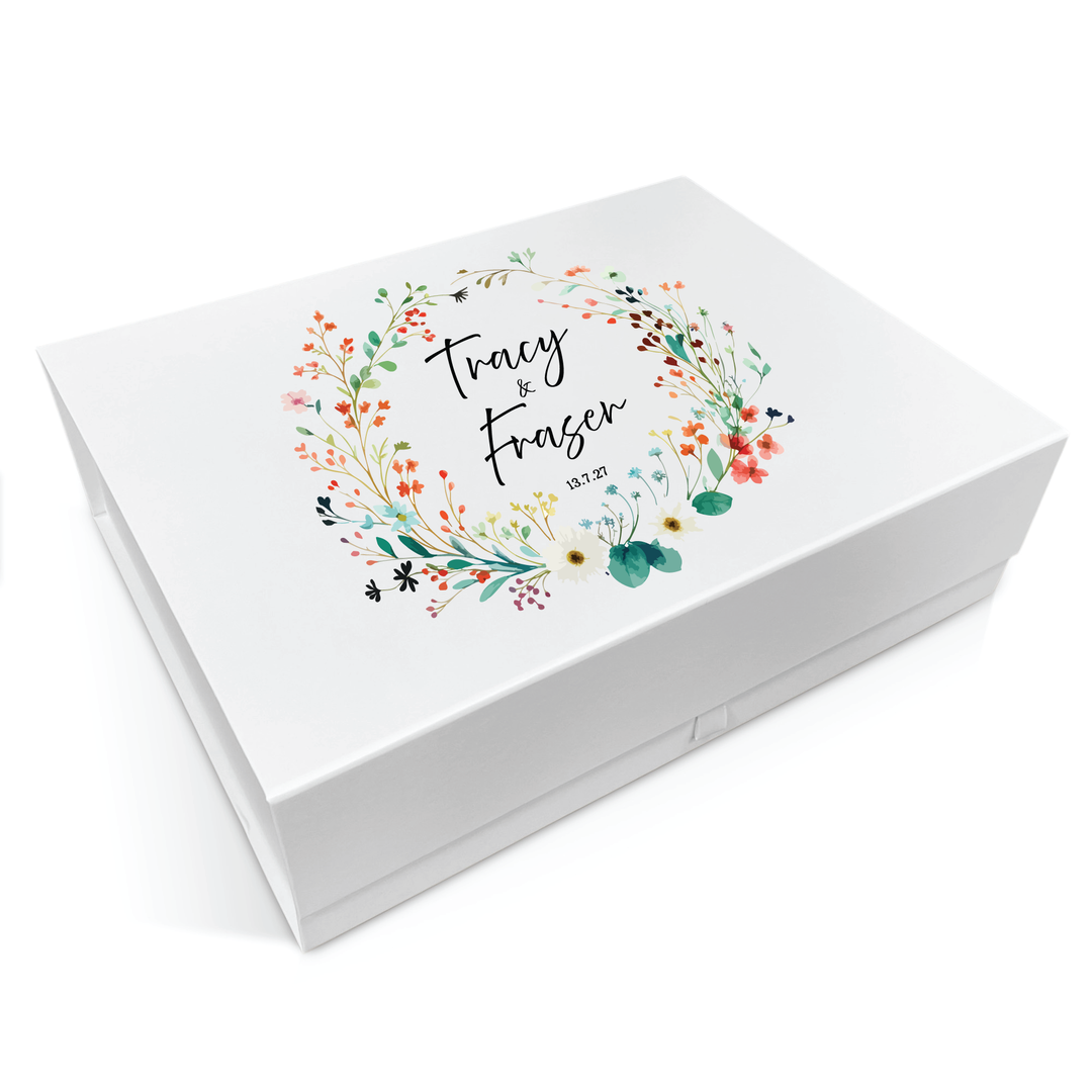 Wedding Memory Keepsake Box - Wildflower Wreath Design