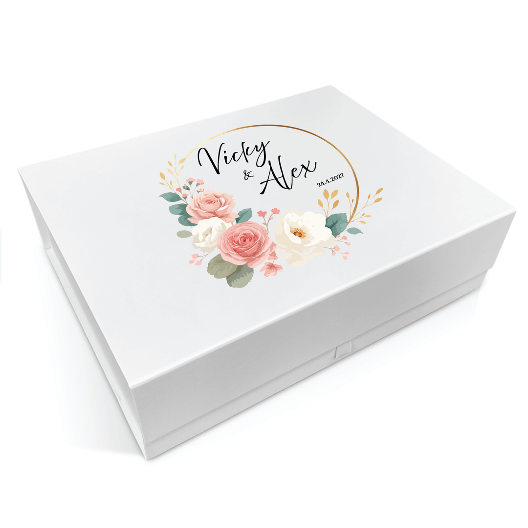 Wedding Memory Keepsake Box - Rose & Peony Design