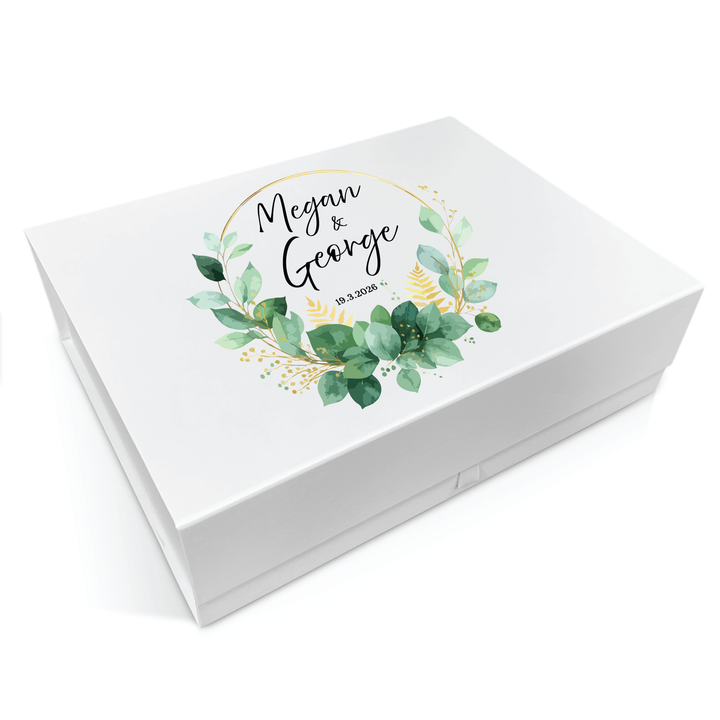Wedding Memory Keepsake Box - Greenery Wreath Design