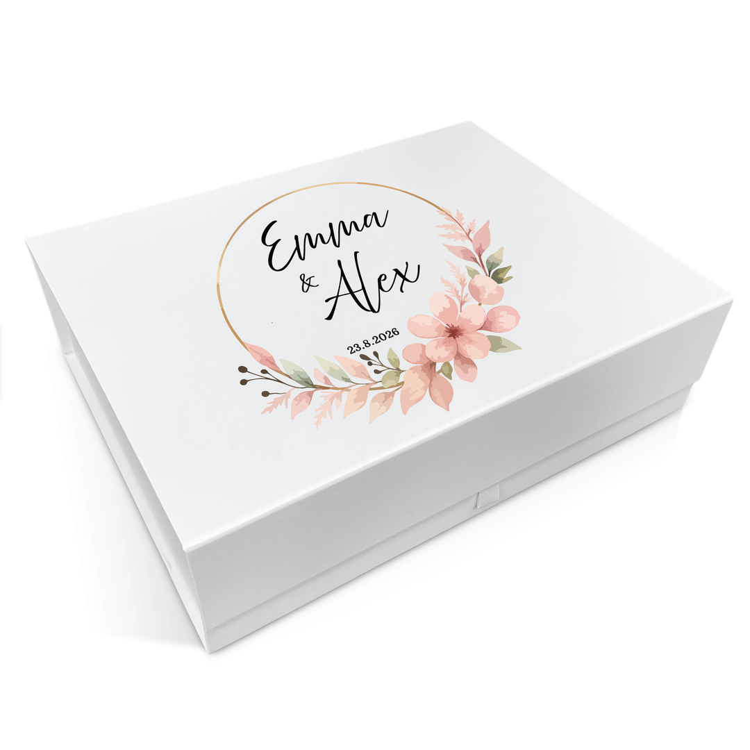 Wedding Memory Keepsake Box - Peach Blossom Design