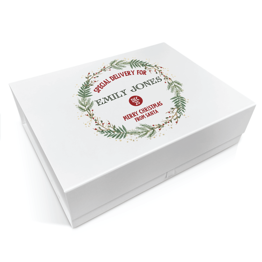 Personalised Christmas Gift Box - Wreath Design
