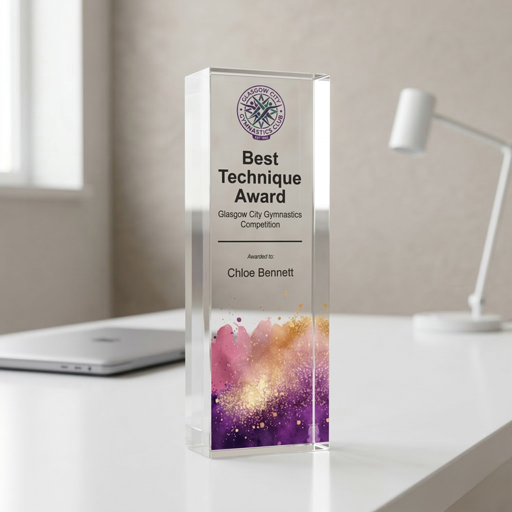 Personalised Dance Trophy Award - UV Printed Onto a Premium Solid Acrylic Block - Available  6 Sizes