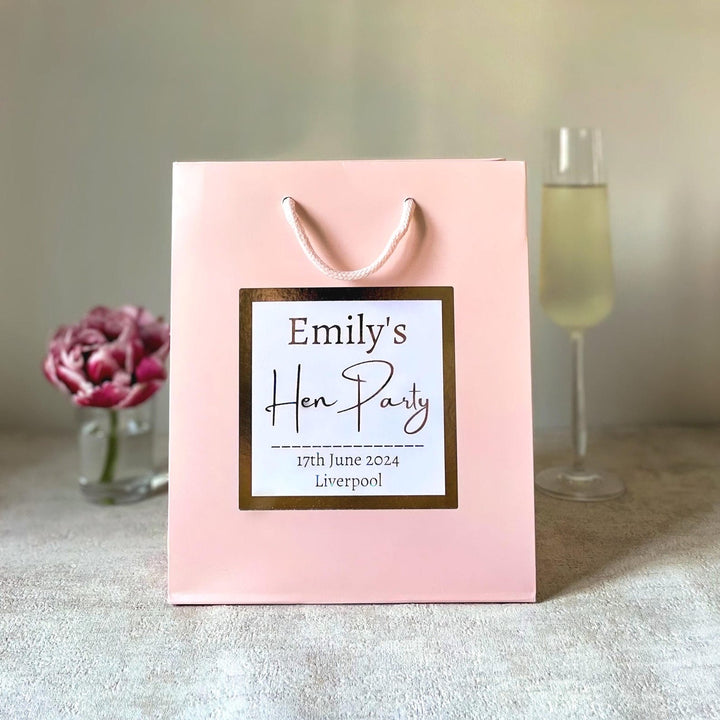 Personalised Hen Party Stickers and Gift Bags
