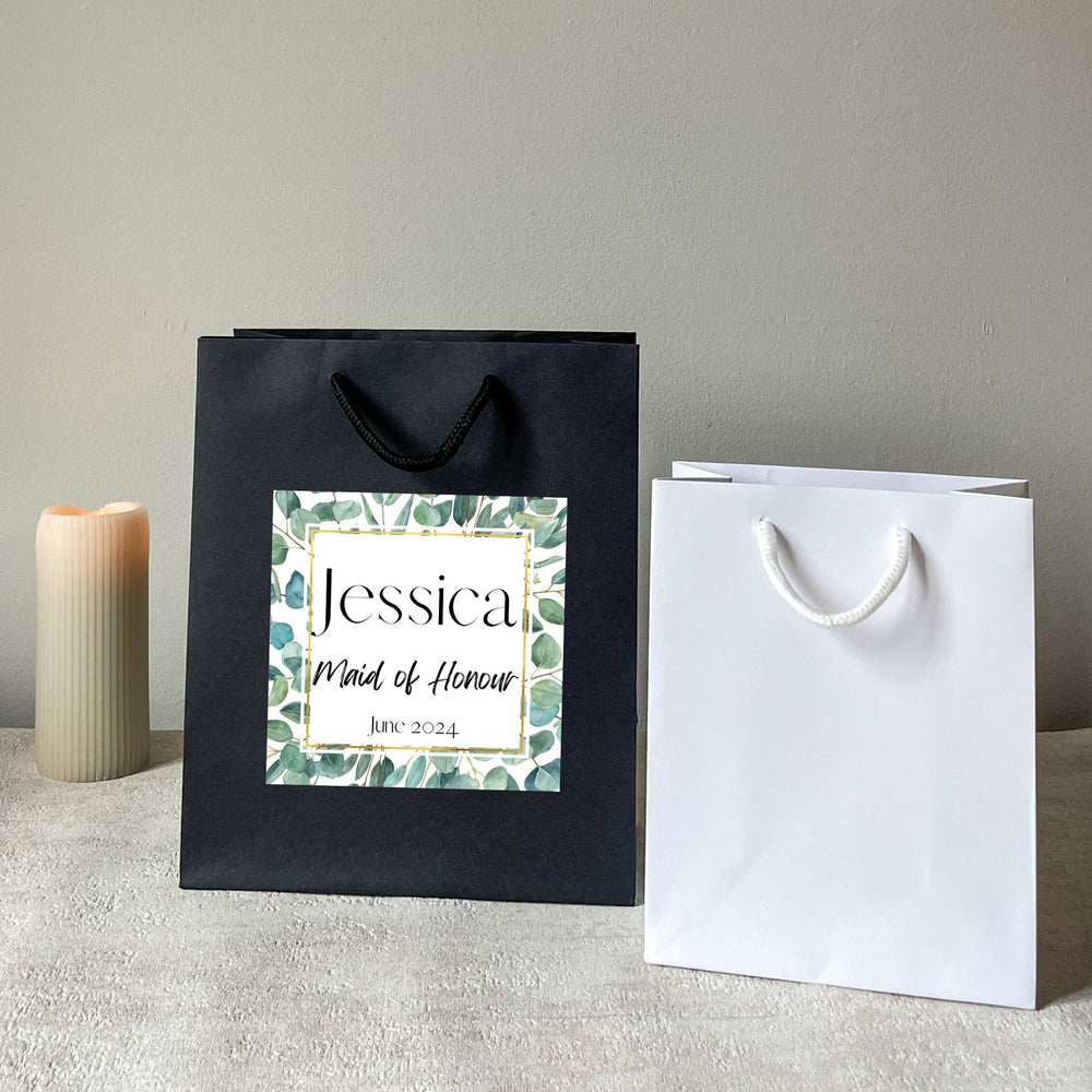Black and white hen party gift bags. with premium stickers
