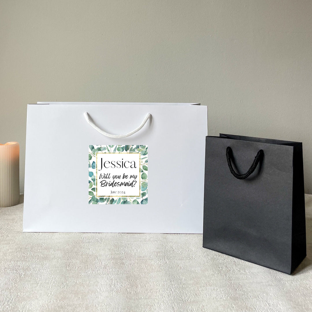 Luxury Personalised Eucalyptus Hen Party Gift Bags & Custom Sticker