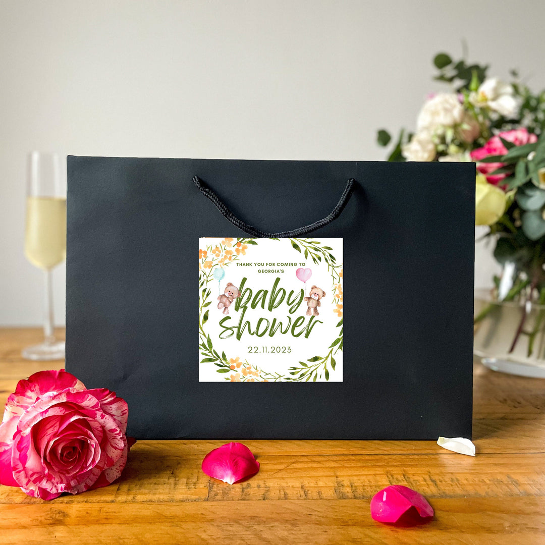 Personalised Baby Shower Gift Bag with Teddy Sticker Options