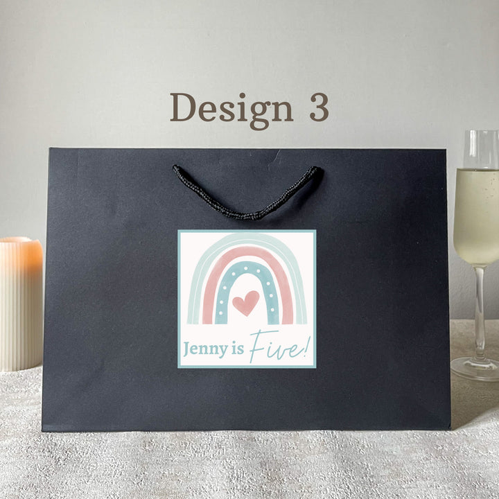 large black color rainbow party bag with foil sticker
