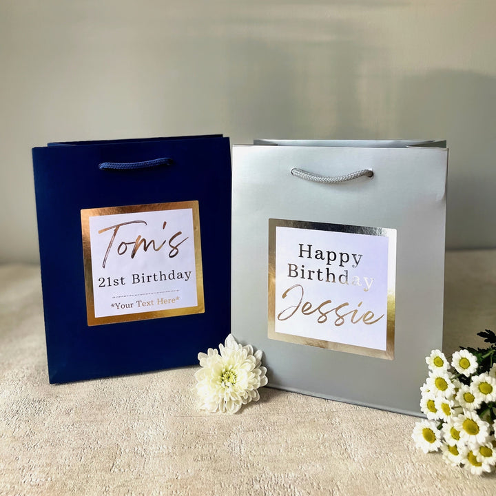 Personalised Happy Birthday Gift Bags & Luxury Foil Stickers