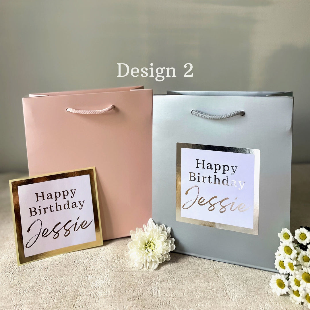 Personalised Happy Birthday Gift Bags & Luxury Foil Stickers