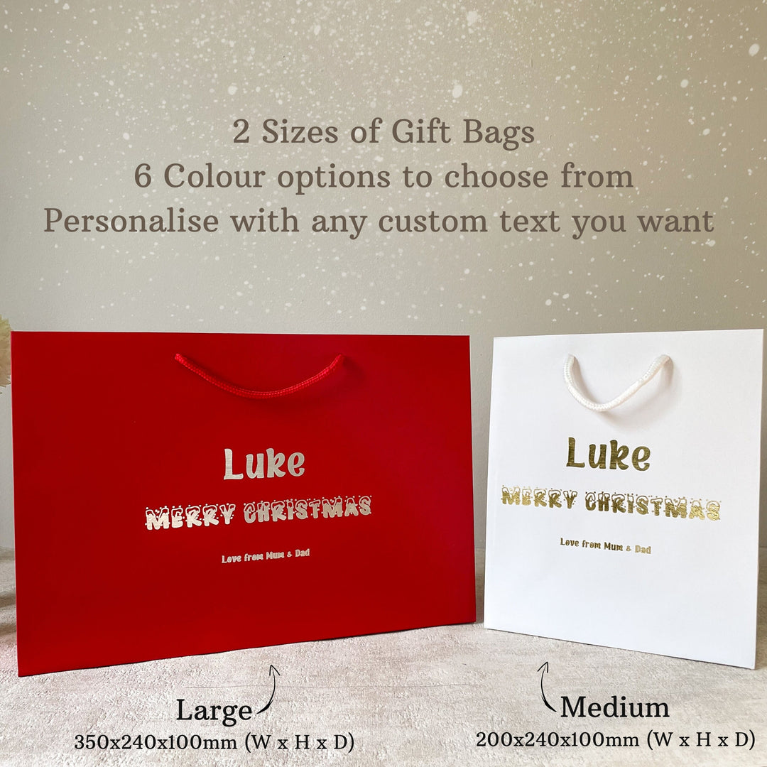 Personalised Child’s Christmas Gift Bags – Custom Foil Messaging