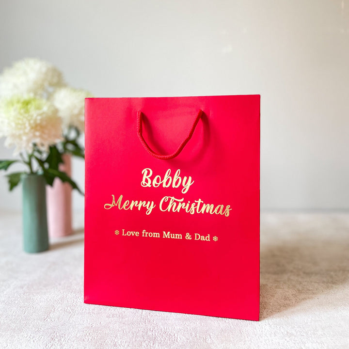 Personalised Secret Santa Gift Bags - Custom Foil Messaging