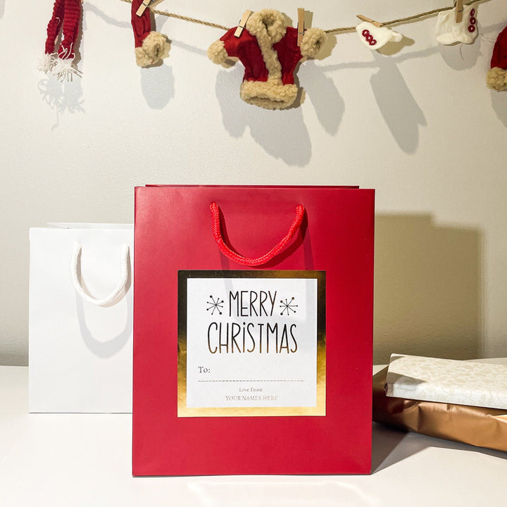Personalised Christmas Gift Bags with Foil Stickers
