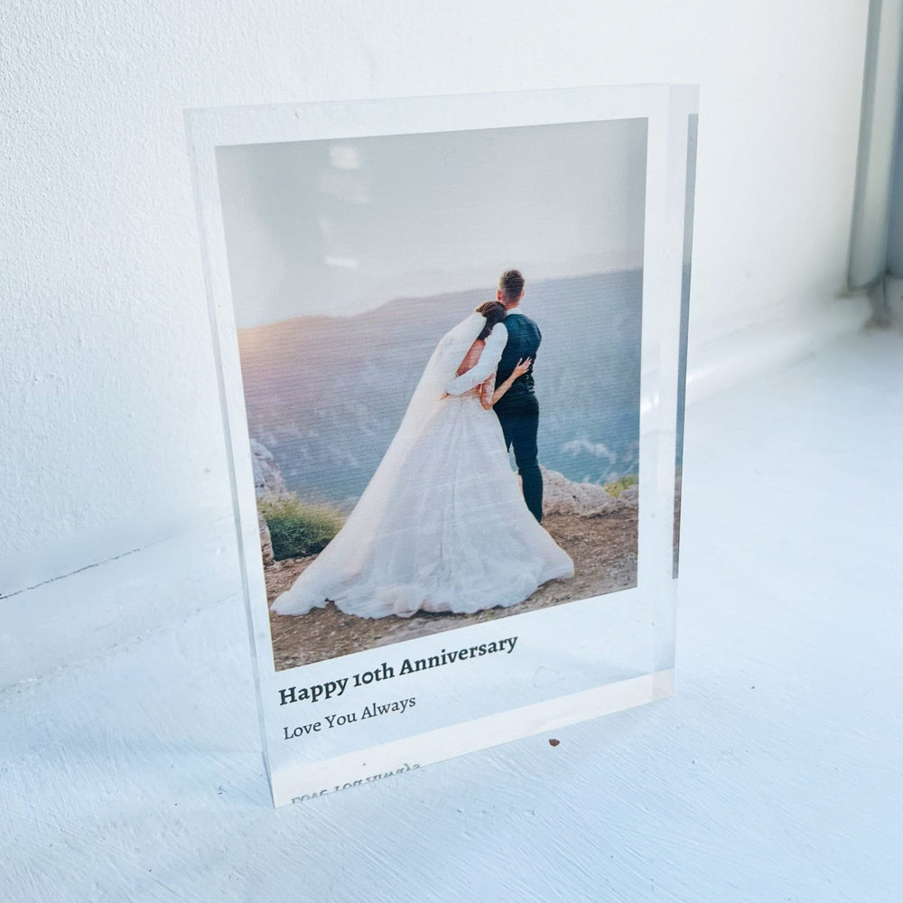 personalised acrylic photo block with custom design