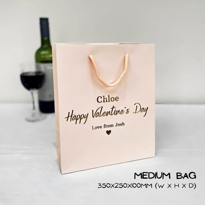 Premium Personalised Valentines Gift Bags - Custom Foil Text