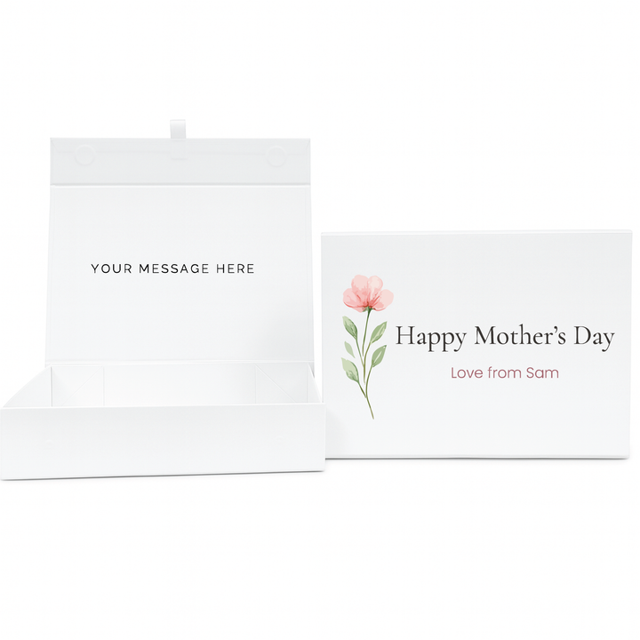 Personalised Magnetic Gift Box - Pink Flower Design - Luxury White Gift Box for Mum, Nan & Grandma