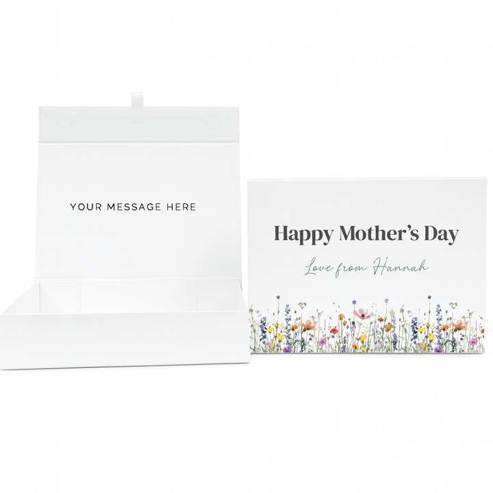 Personalised Magnetic Gift Box - Wildflower Design - Luxury White Gift Box for Mum, Nan & Grandma