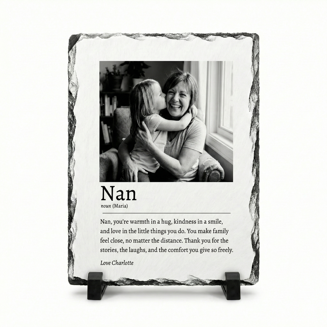 Personalised Mum Definition Photo Slate Gift - Custom Dictionary Style Natural Rock Slate Photo Plaque with Text