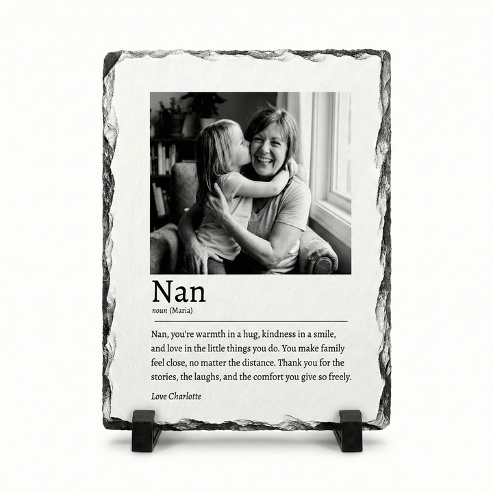 Personalised Mum Definition Photo Slate Gift - Custom Dictionary Style Natural Rock Slate Photo Plaque with Text