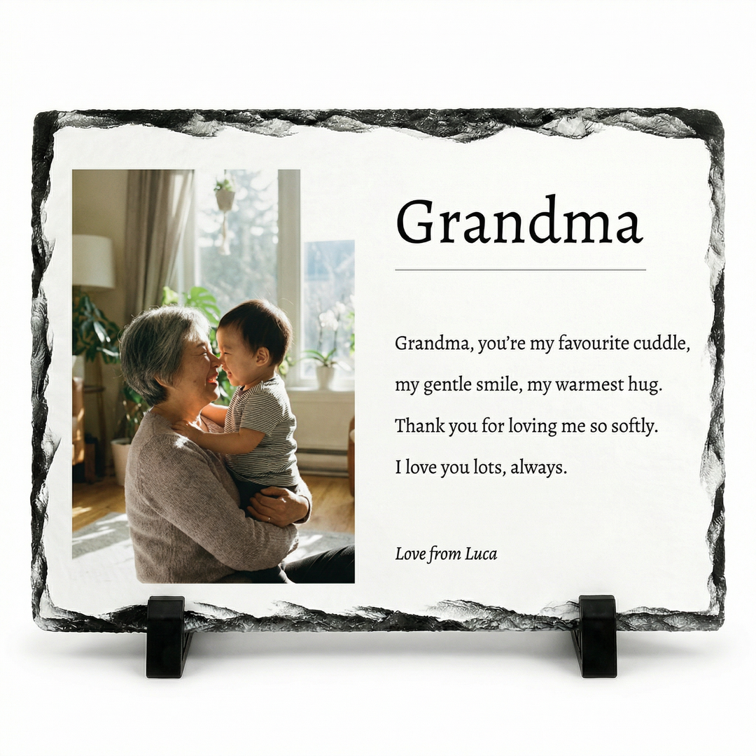 Personalised Mum Poem Photo Slate Gift - Custom Natural Rock Slate Photo Plaque with Heartfelt Message