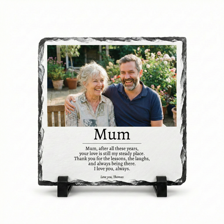 Personalised Mum Poem Photo Slate Gift - Custom Natural Rock Slate Photo Plaque with Heartfelt Message