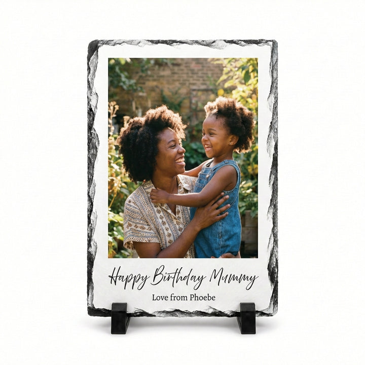 Personalised Photo Slate Gift for Mum - Custom Natural Rock Slate Photo Plaque with Text