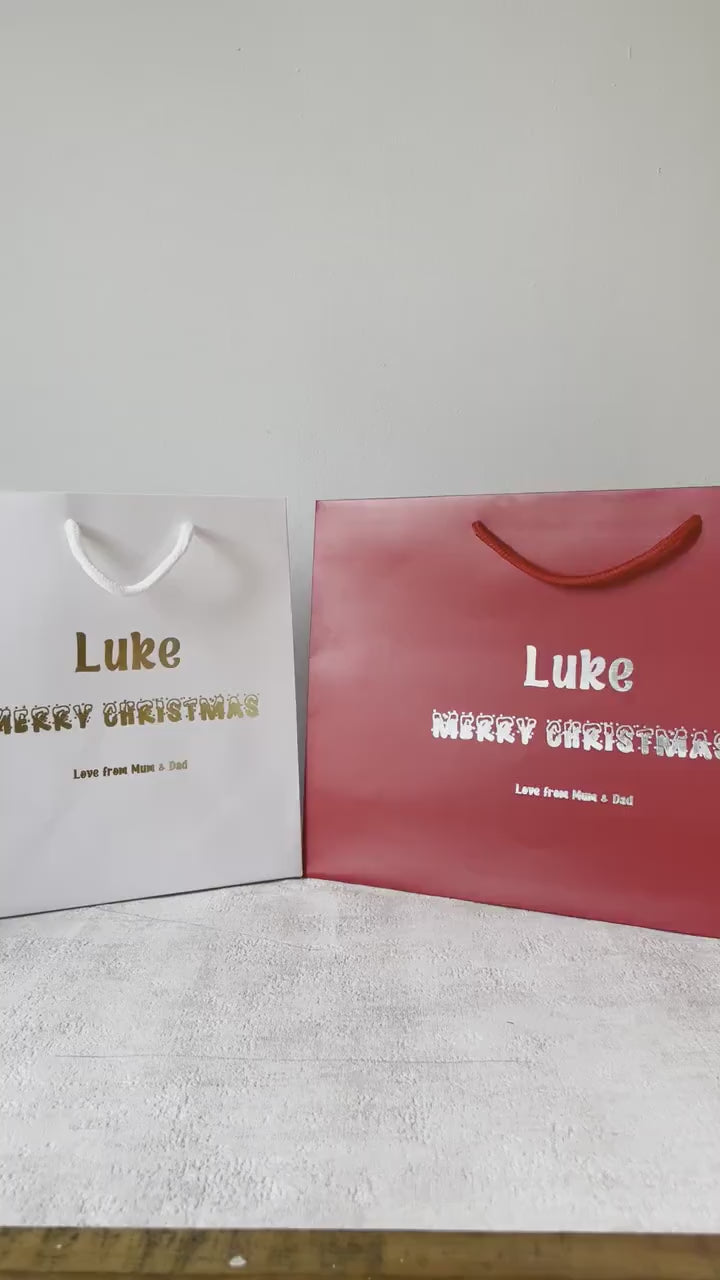 Personalised Child’s Christmas Gift Bags – Custom Foil Messaging