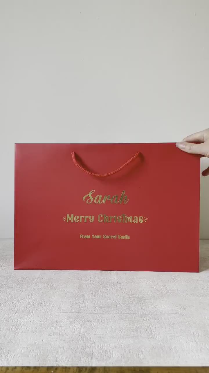 Personalised Secret Santa Gift Bags - Custom Foil Messaging