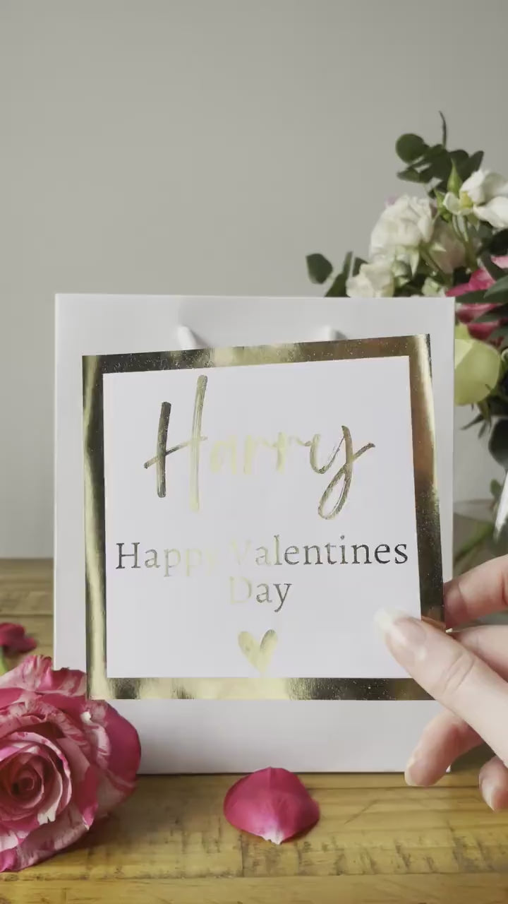 Personalised Valentine’s Gift Bags & Gold Foil Stickers