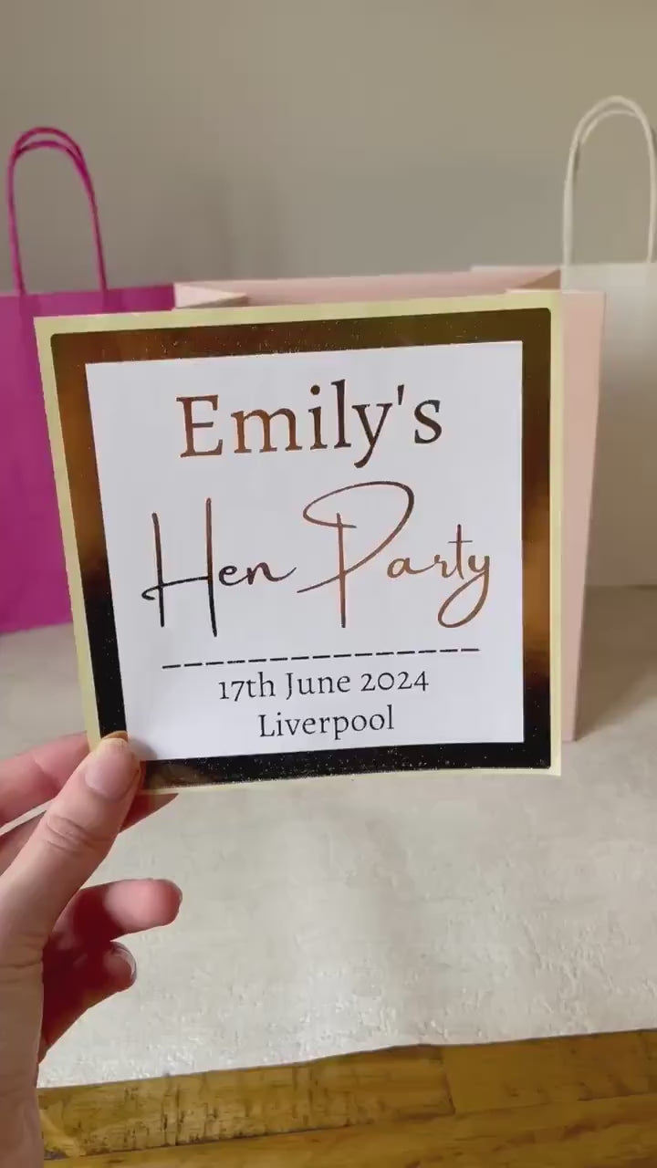 Personalised Luxury Pink Floral Hen Party Gift Bags & Stickers
