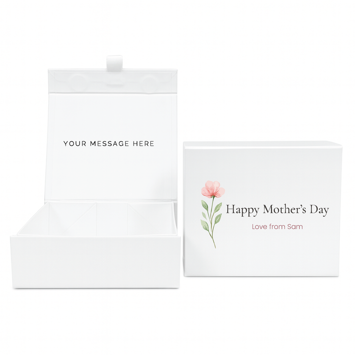 Personalised Magnetic Gift Box - Pink Flower Design - Luxury White Gift Box for Mum, Nan & Grandma