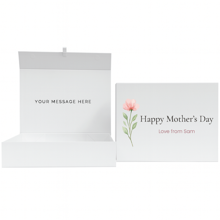 Personalised Magnetic Gift Box - Pink Flower Design - Luxury White Gift Box for Mum, Nan & Grandma