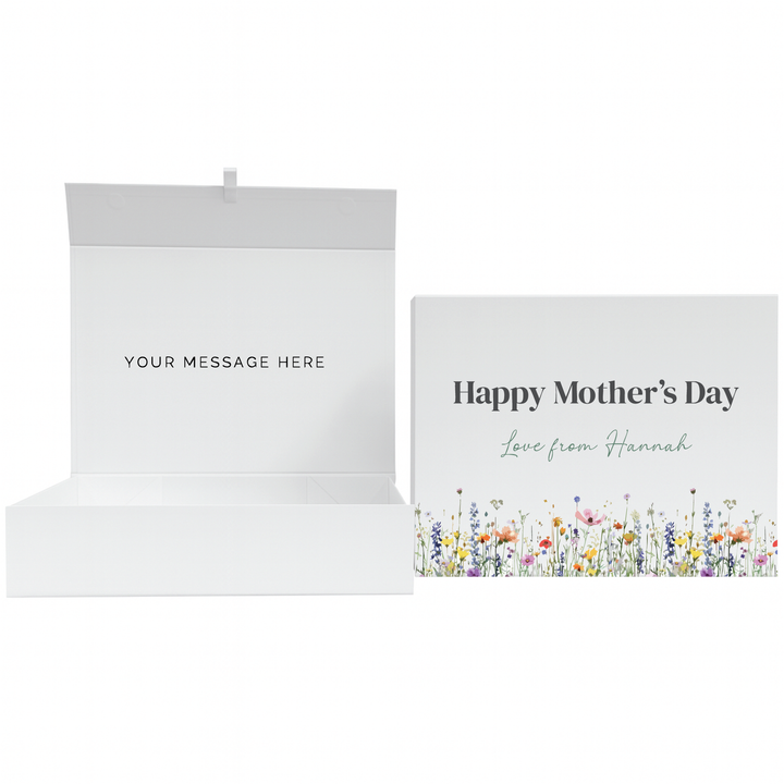 Personalised Magnetic Gift Box - Wildflower Design - Luxury White Gift Box for Mum, Nan & Grandma